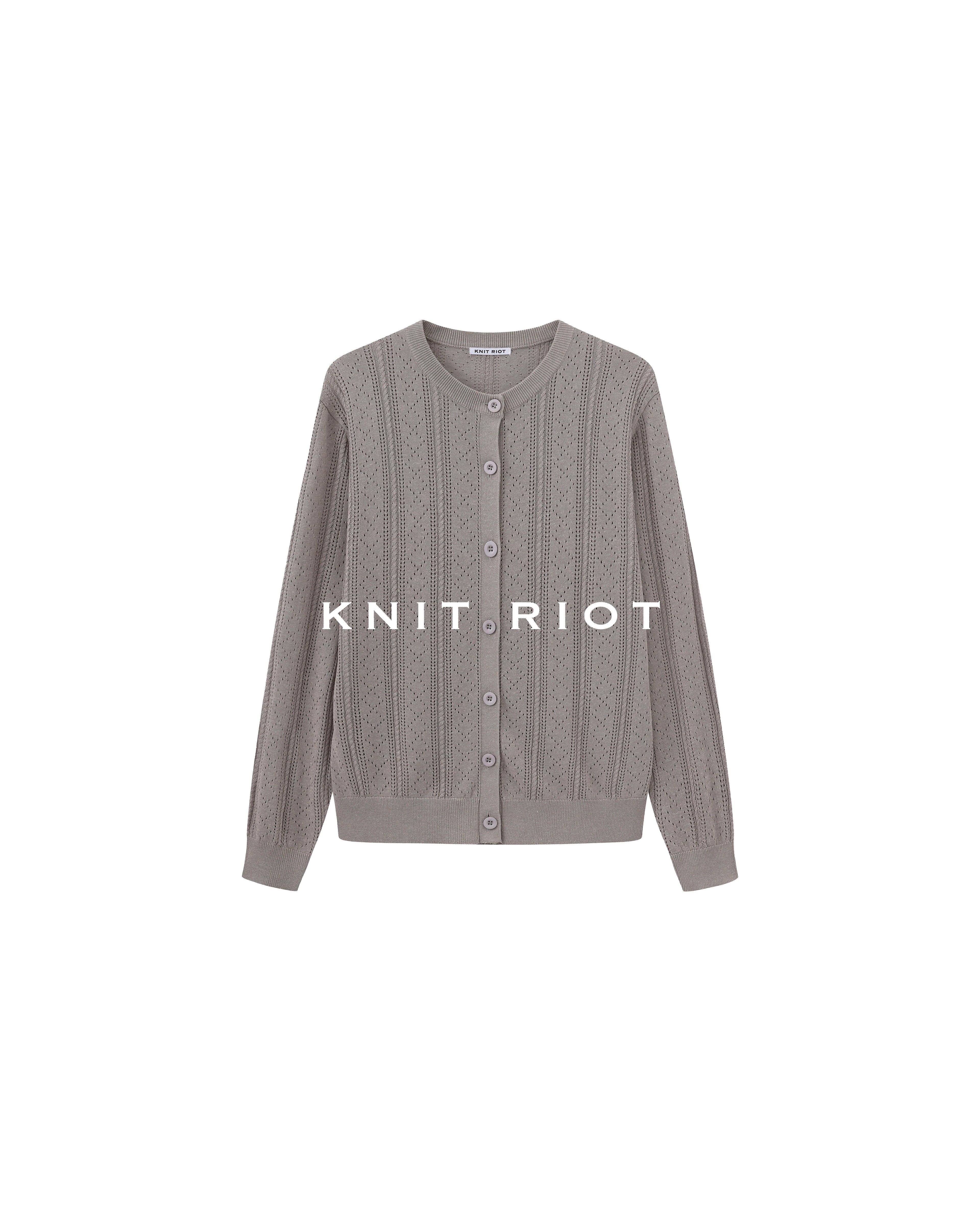 KNITRIOT Hollow Twisted Breathable Knitted Long-sleeved Cardigan