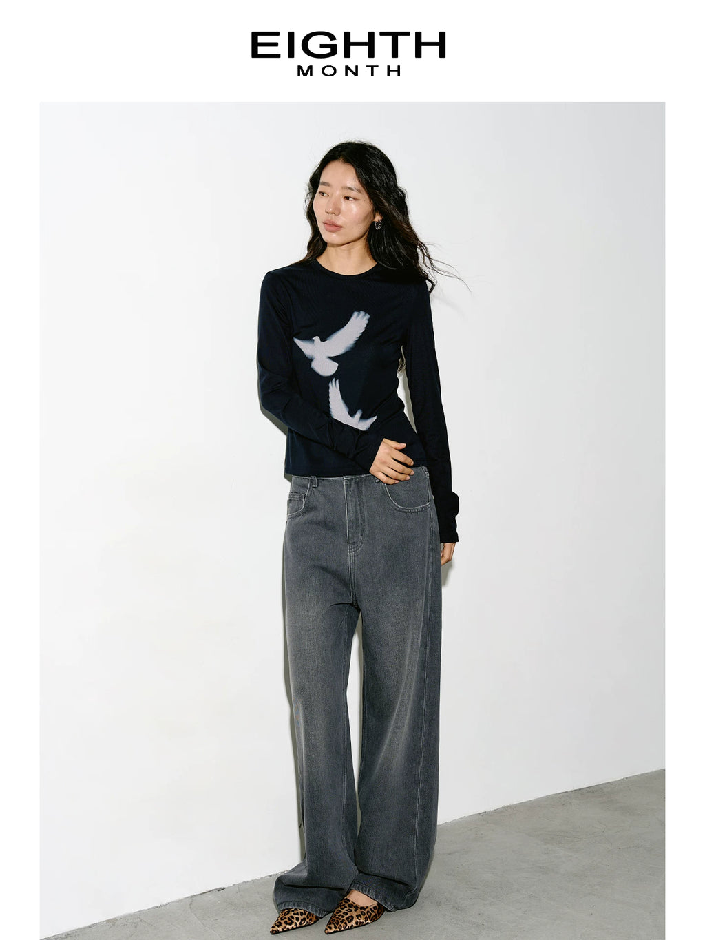 EIGHTHMONTH Skinny Crew Neck Casual Long Sleeve