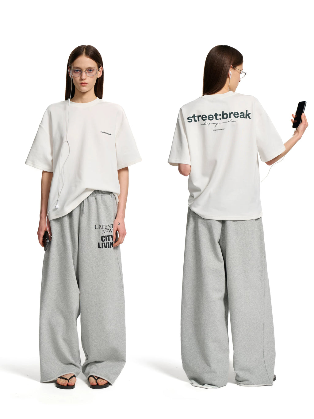Loopsoon Simple English Round Neck Loose Tee