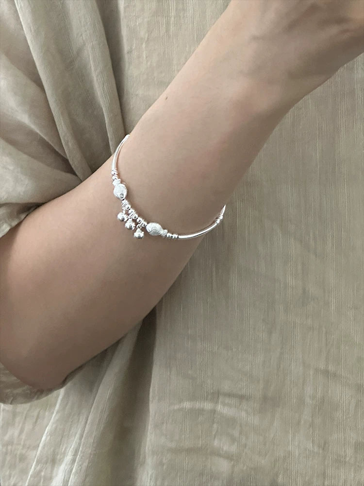 NO SOLUTION Plain Silver Fish Bell Bracelet