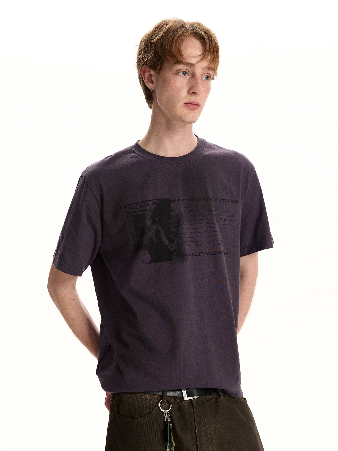 A PUEE Vintage Washed Print Tee – Loose Fit Retro Streetwear