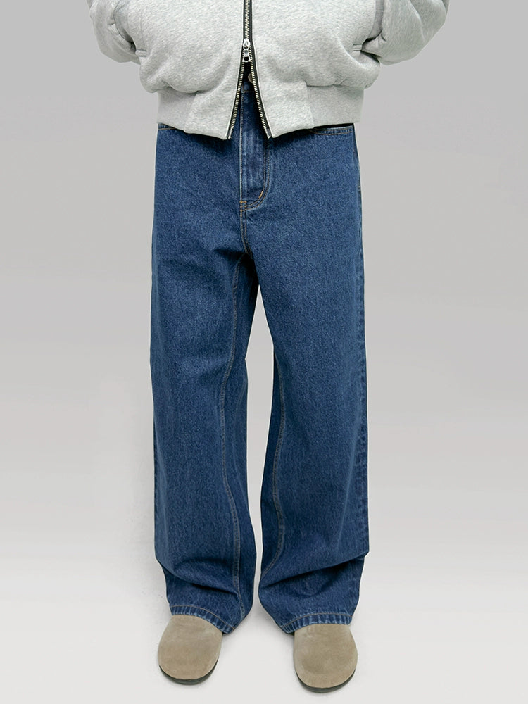 PLUS NO LOGO Loose Straight Washed Jeans