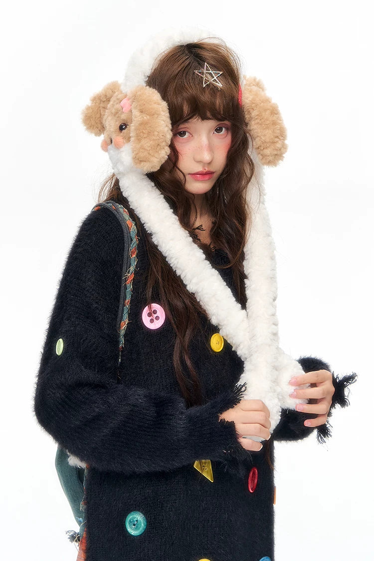 YEDM V-neck Colorful Button-up Sweater