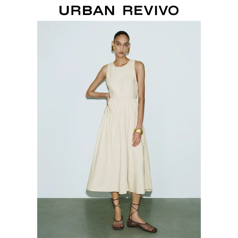 URBAN REVIVO French Back Hollow Lace-Up Sleeveless Dress