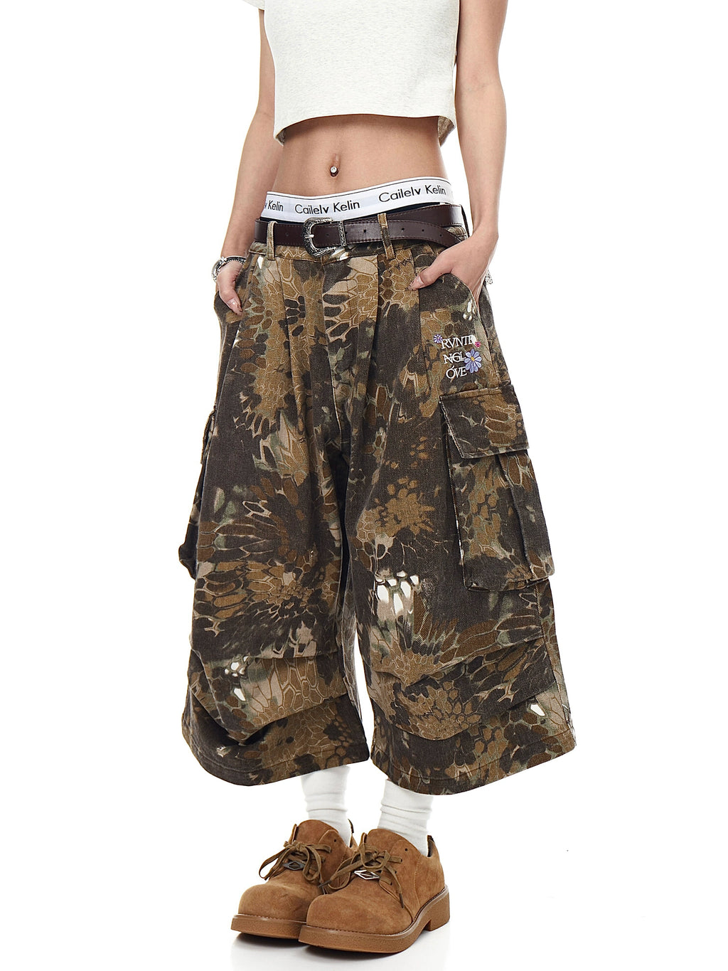 BLACKLISTS Snake Pattern Camouflage Tooling Shorts