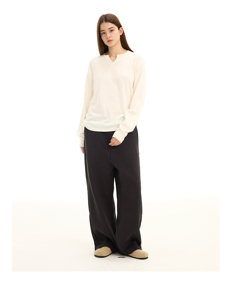 UNF Fleece Thickened Silhouette Straight-leg Pants
