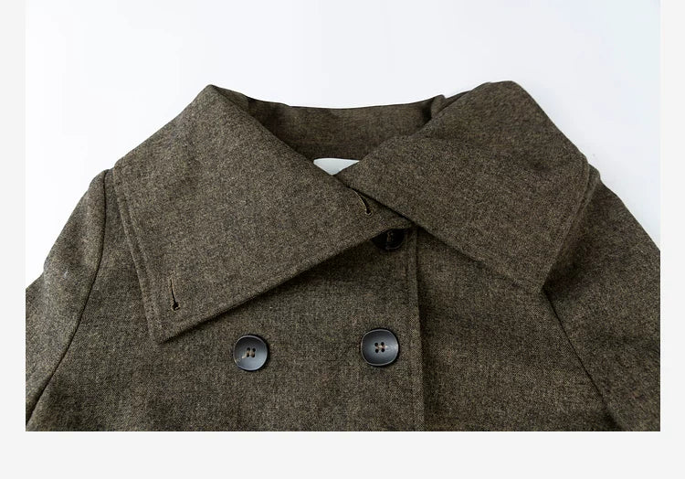 LOVEHEYNEW Double-breasted Large Lapel Woolen Short Jacket