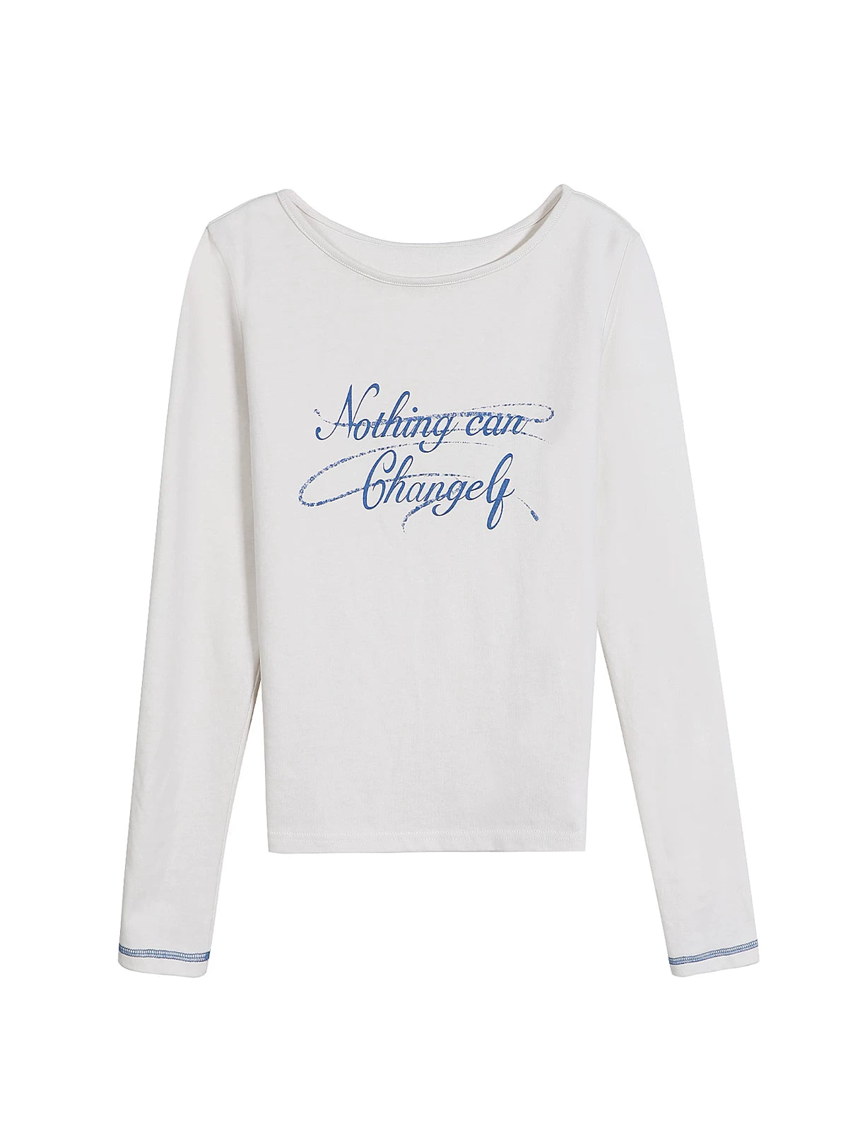XUJING Crew Neck Letter Print Front Shoulder Slim Sleeve Long Sleeve