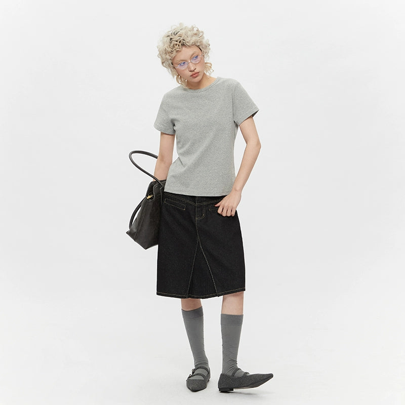 AIRHOOD Front Shoulder Crew Neck Slim and Thin Tee