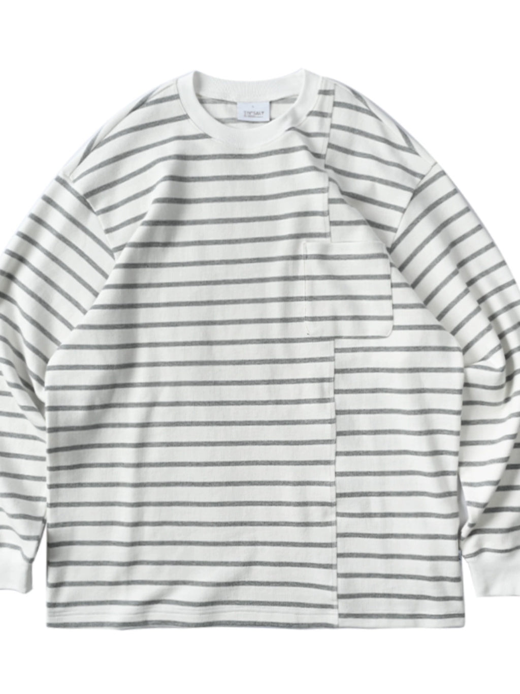 NUMBERSALT Japanese Casual Loose Crew Neck Striped Long Sleeve