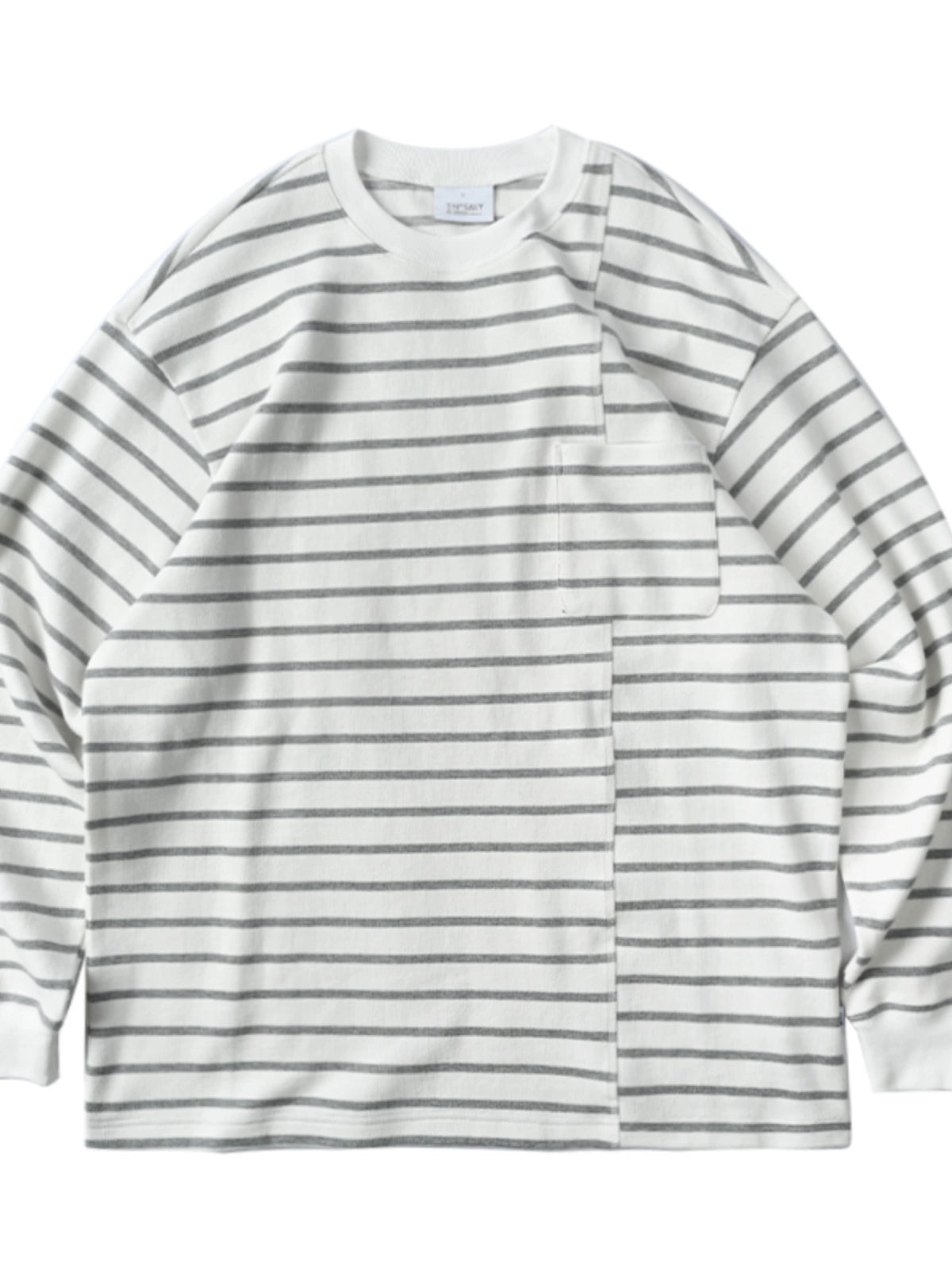 NUMBERSALT Japanese Casual Loose Crew Neck Striped Long Sleeve