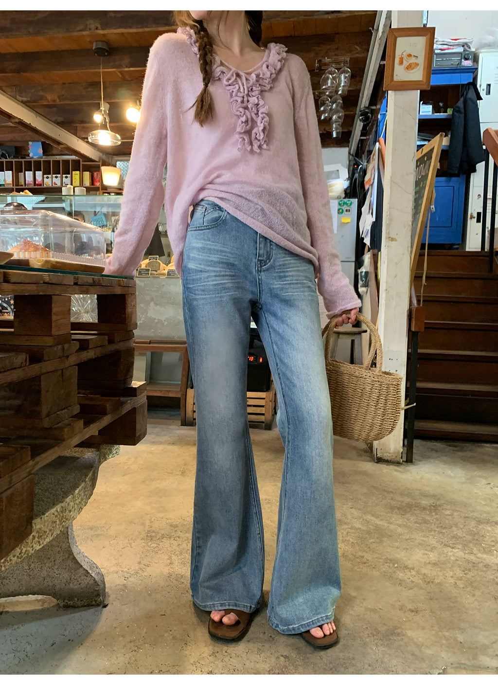 KANO Pleated Micro-elastic Horn Jeans