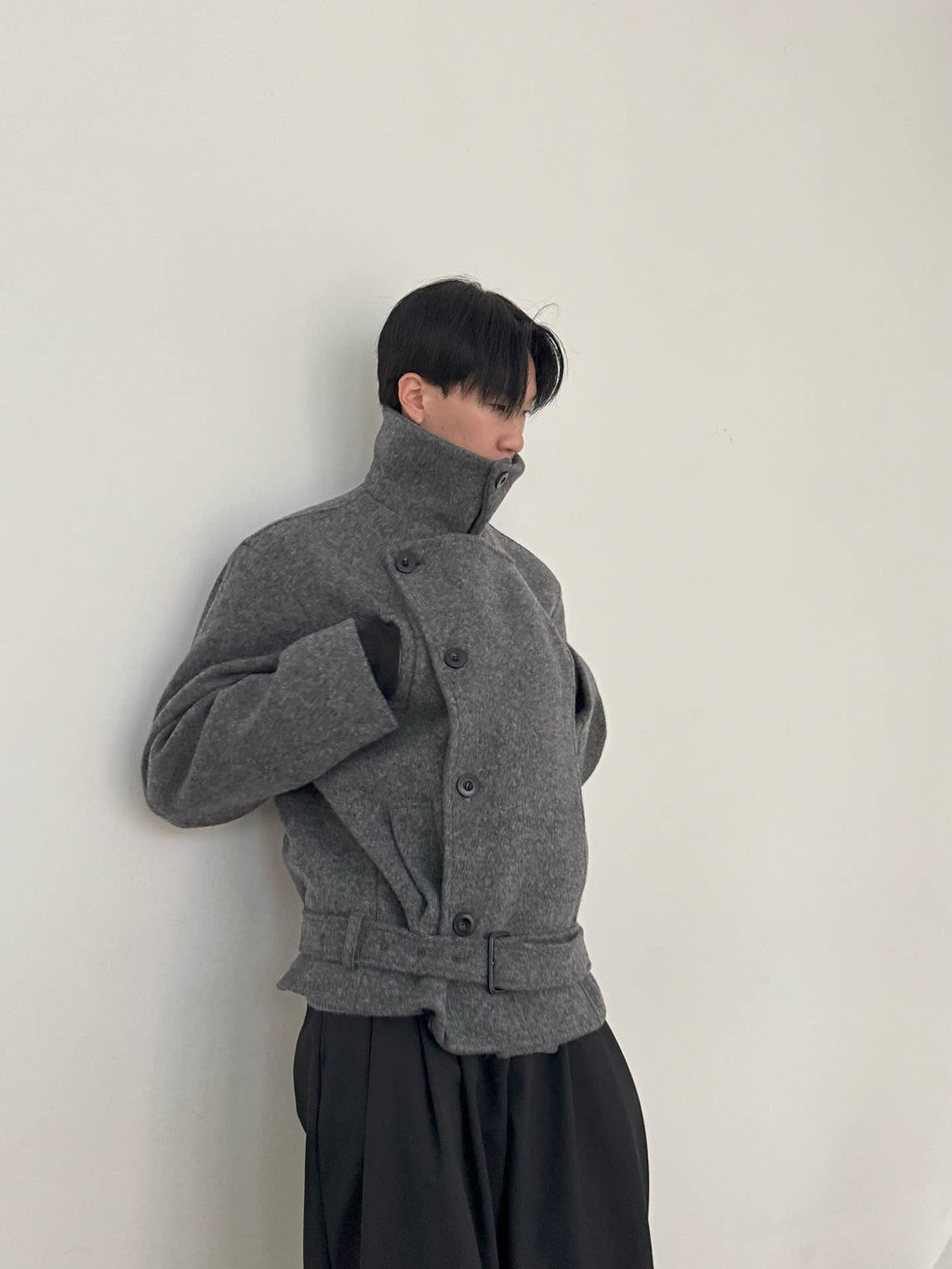 COLN Double Placket Multi-neck Wool Coat