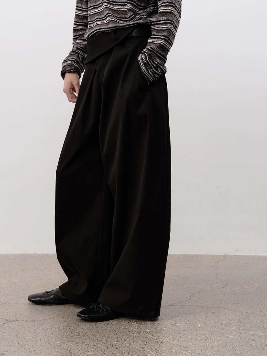JCAESAR Waist-turned Pleated Straight-leg Slacks