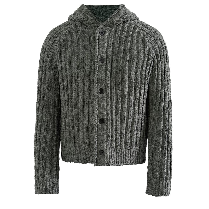 JCAESAR STUDIO Thick Pit Strip Knitted Hooded Sweater