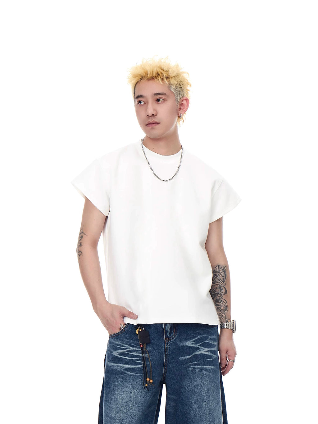 BLACKLISTS American Front Shoulder Solid Color Tee