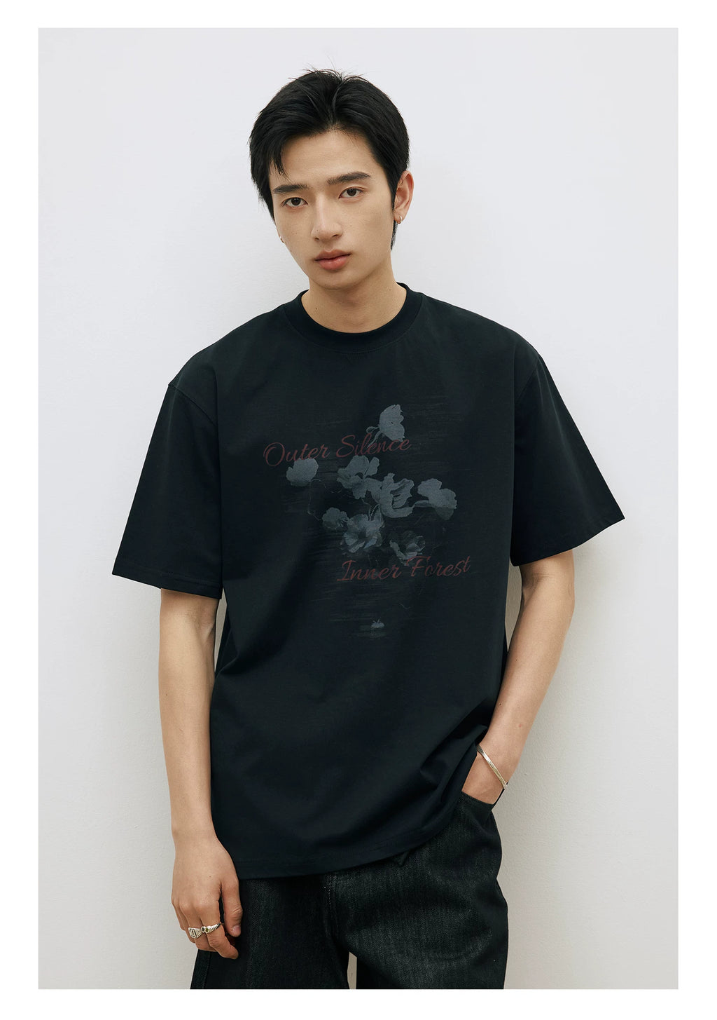 LR Cool Contrasting Color Ink Pattern Flower Tee