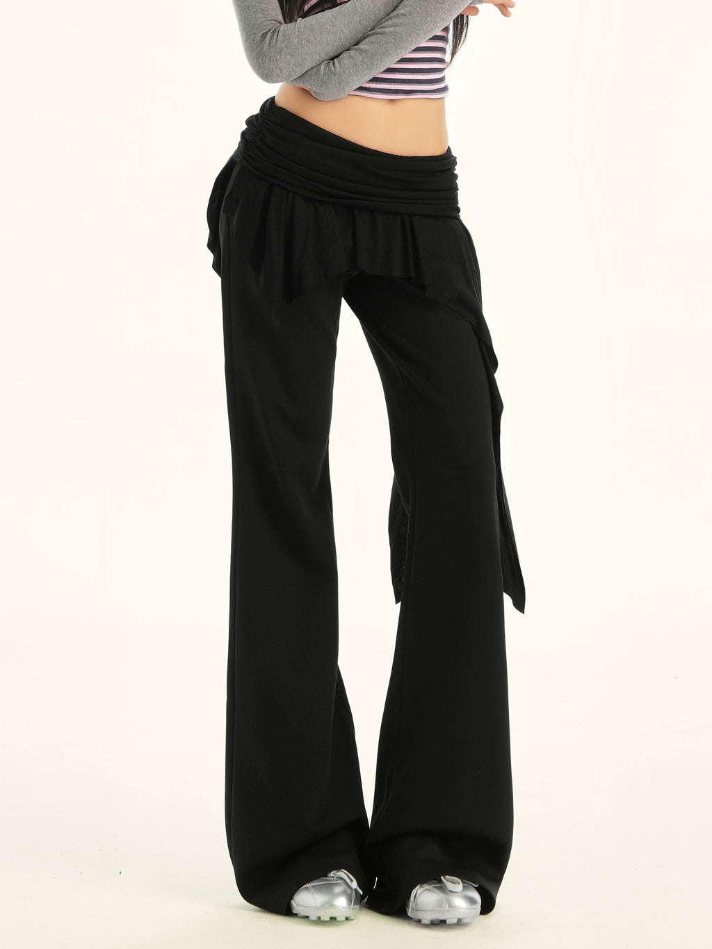 ZAVK Fake Two-piece Slim-fitting and Thin Versatile Bell Pants