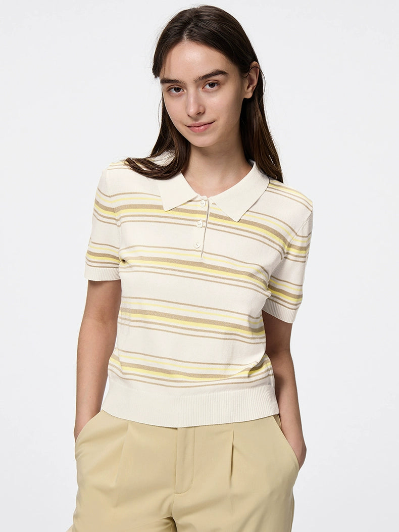 GU College Striped POLO Knitted Sweater