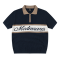 MEDM Contrasting Lapel Neck Zipper Knitted Polo Shirt