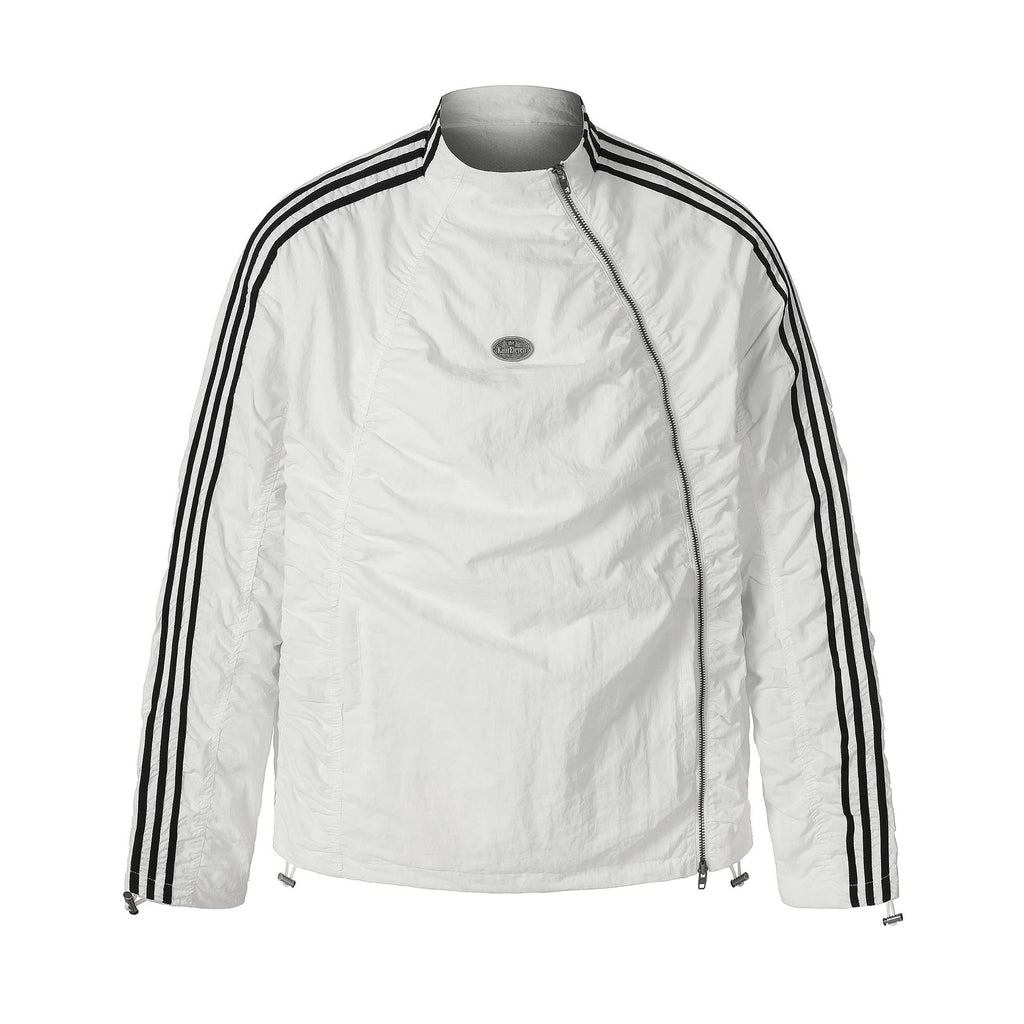 11KN 11K Nylon Zip-Up Jacket with Striped Embroidery