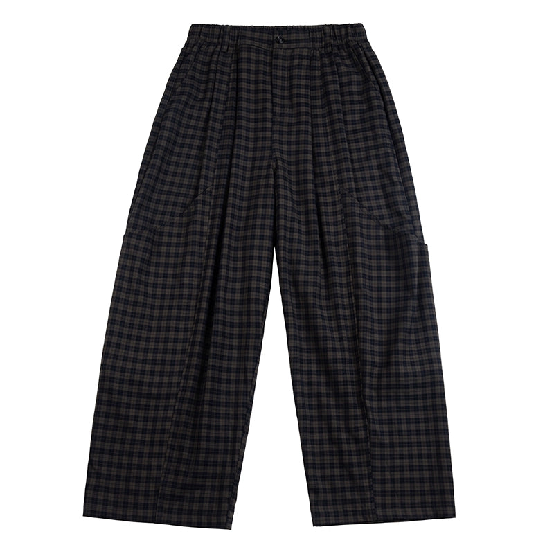 NOEARS Vintage Plaid Casual Wide-Leg Pants