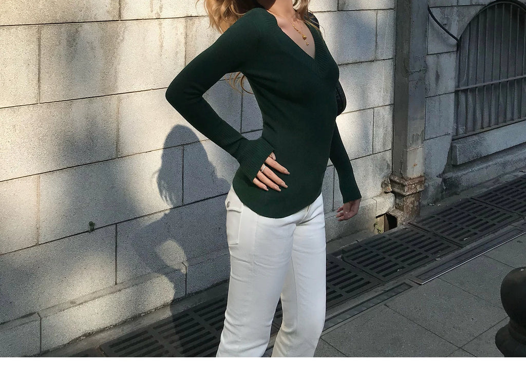 Audwyn Wool-blend V-neck Slim-knit Sweater