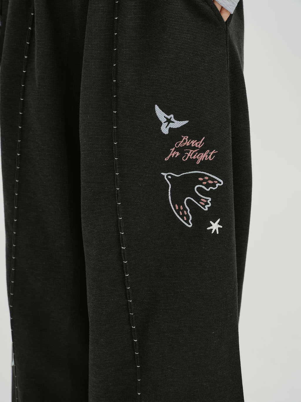 Girlyhalo Vintage Embroidered Wide Leg Casual Pants