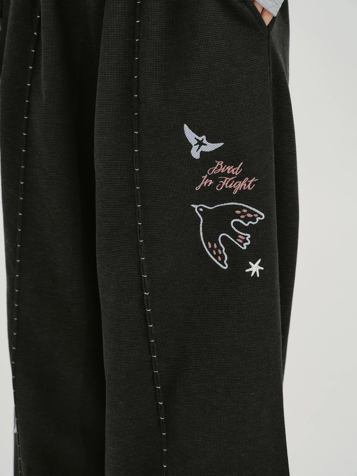 Girlyhalo Vintage Embroidered Wide Leg Casual Pants