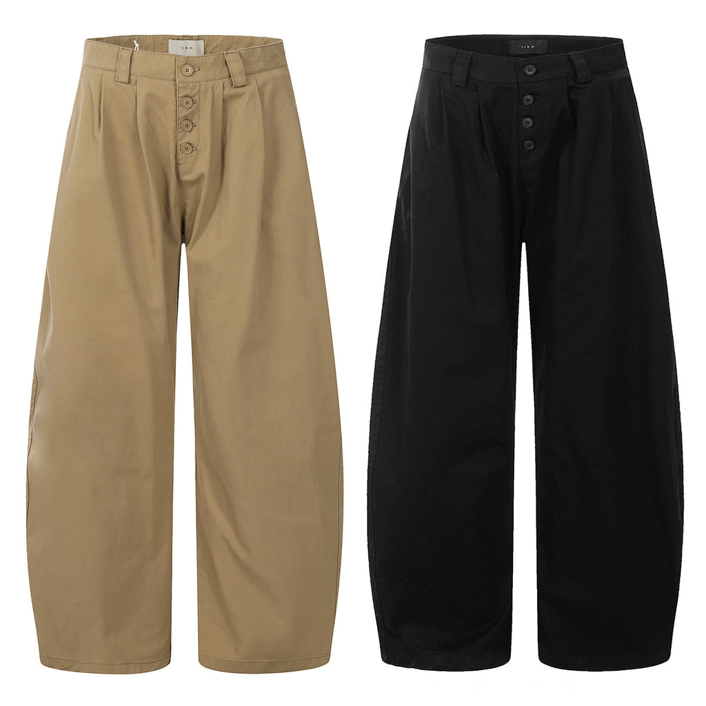 11KN button pleated three-dimensional tailoring scimitar pants
