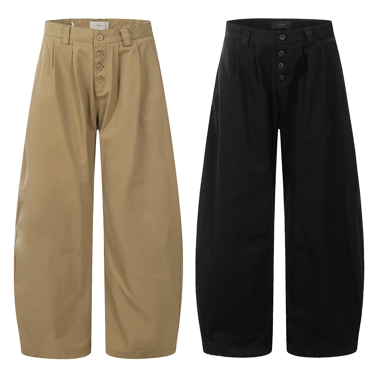 11KN button pleated three-dimensional tailoring scimitar pants