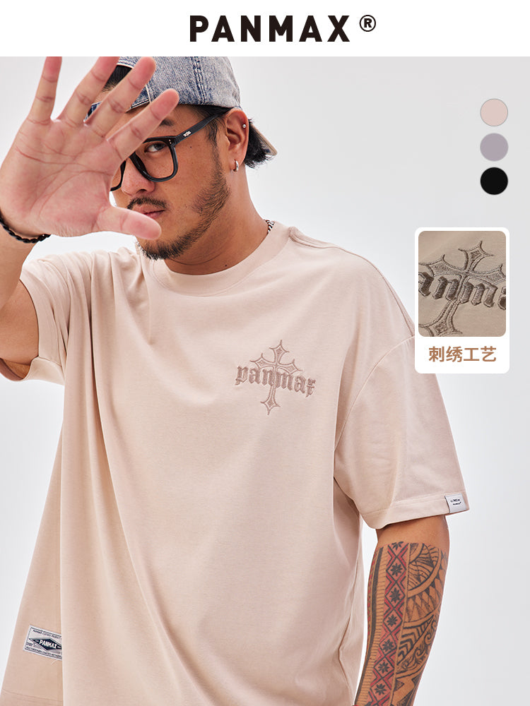PANMAX Crew Neck Trendy Versatile Embroidery Tee