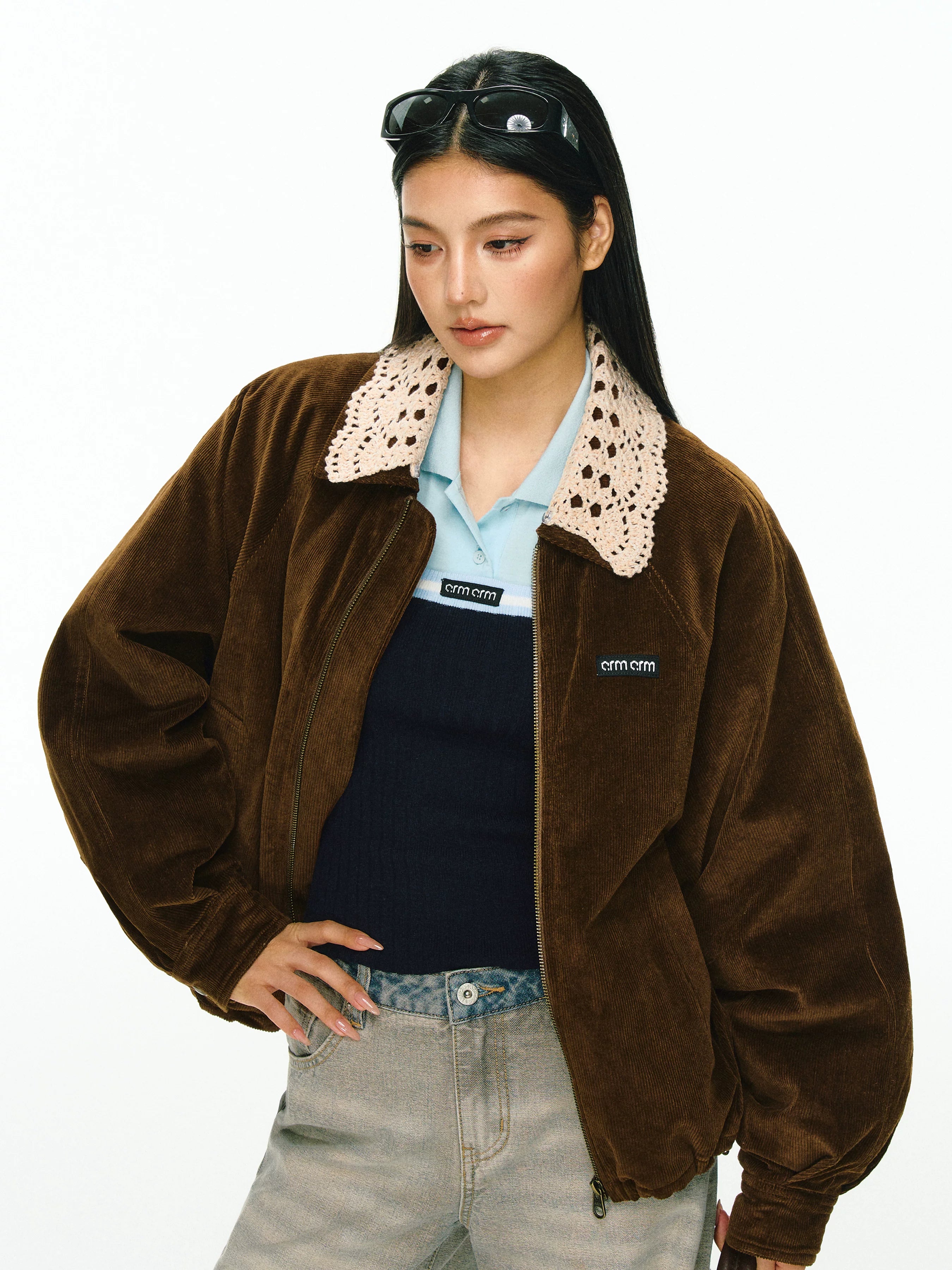 Ariseism Lace Neck Cotton Jacket