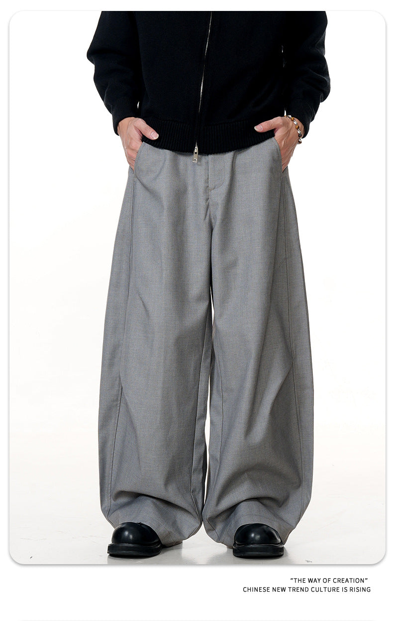 11KN Vintage Pleated Loose Straight Wide Leg Casual Pants