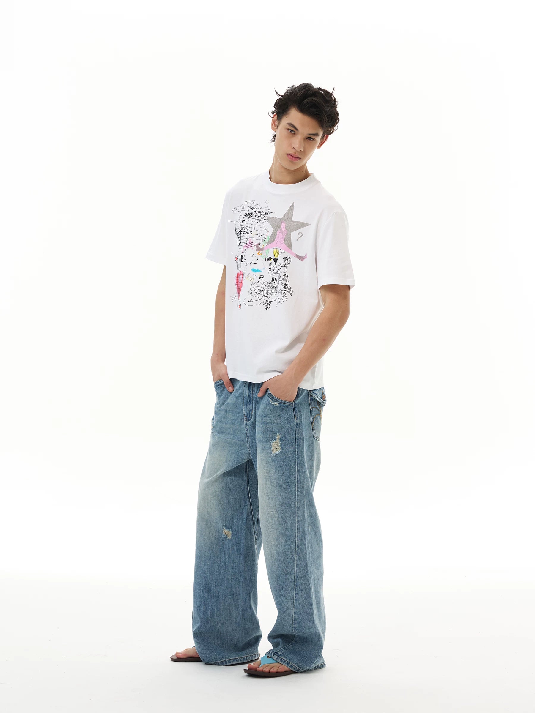 WLNEXT Vintage Ripped Loose Jeans