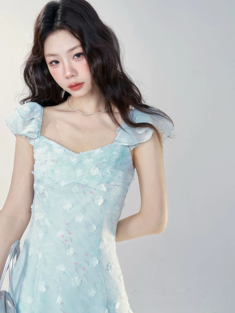 Wildberry Temperament Sweet Floral Waist Dress