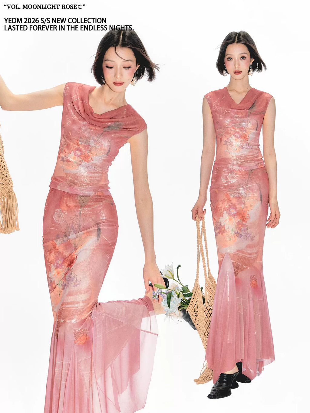 YEDM Swinging Neck Sleeveless Cheongsam Fishtail Dress