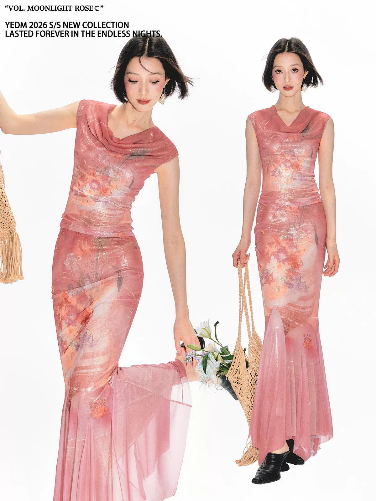 YEDM Swinging Neck Sleeveless Cheongsam Fishtail Dress
