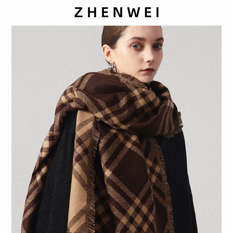 ZHENWEI Widened Large Shawl Plaid Scarf