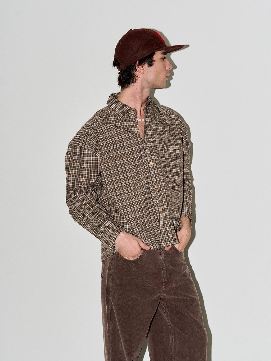 LIBERAFIT Seersucker Plaid Long-sleeved Shirt