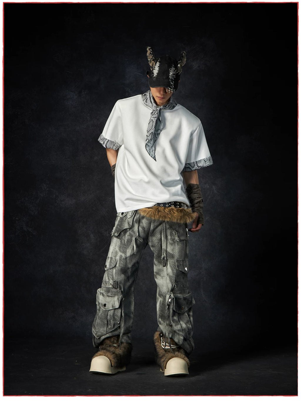 NOMANIAI Old Dirty Multi-pocket Straight Wide-leg Floor-mopping Overalls
