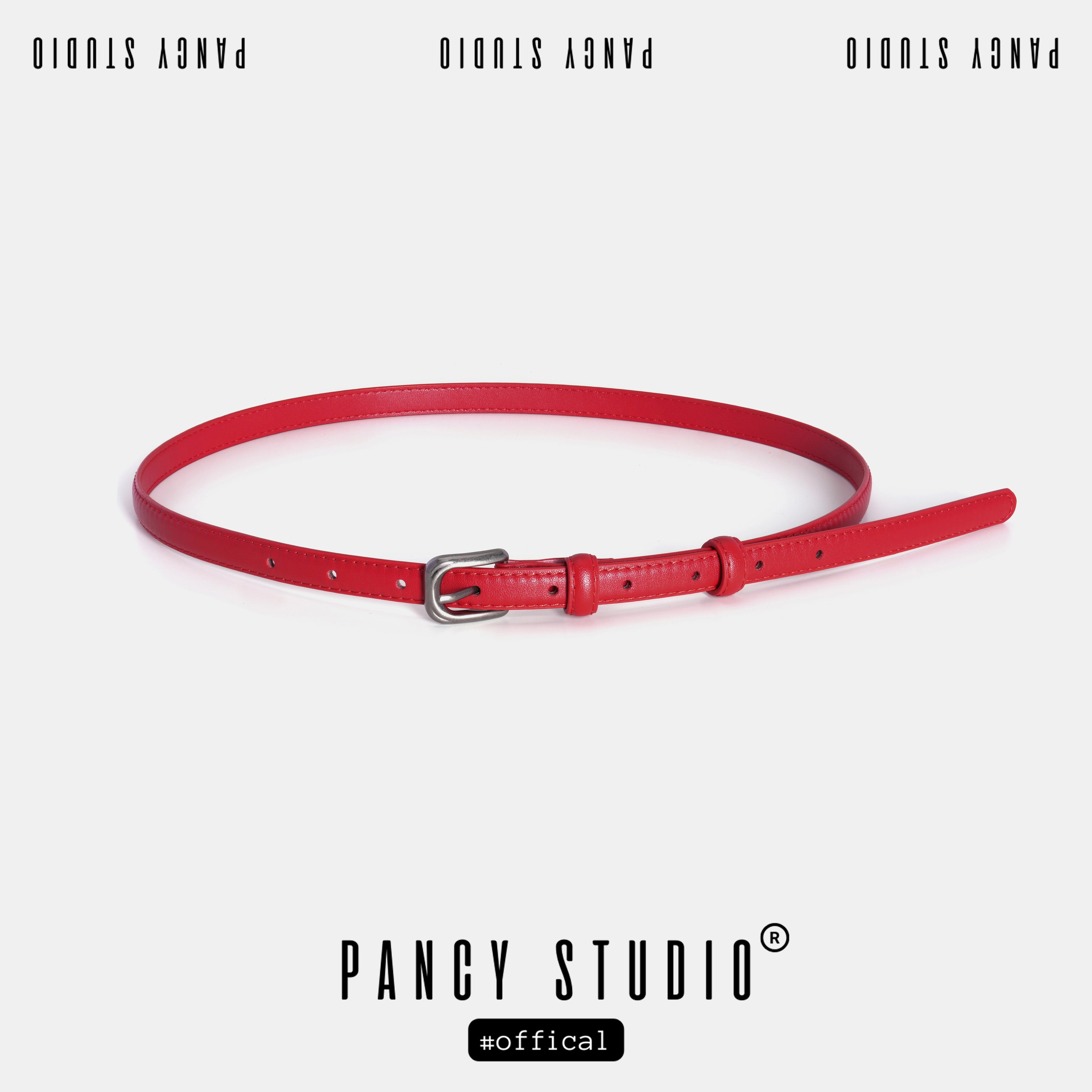 PANCY Simple Retro Thin Double-sided Leather Belt