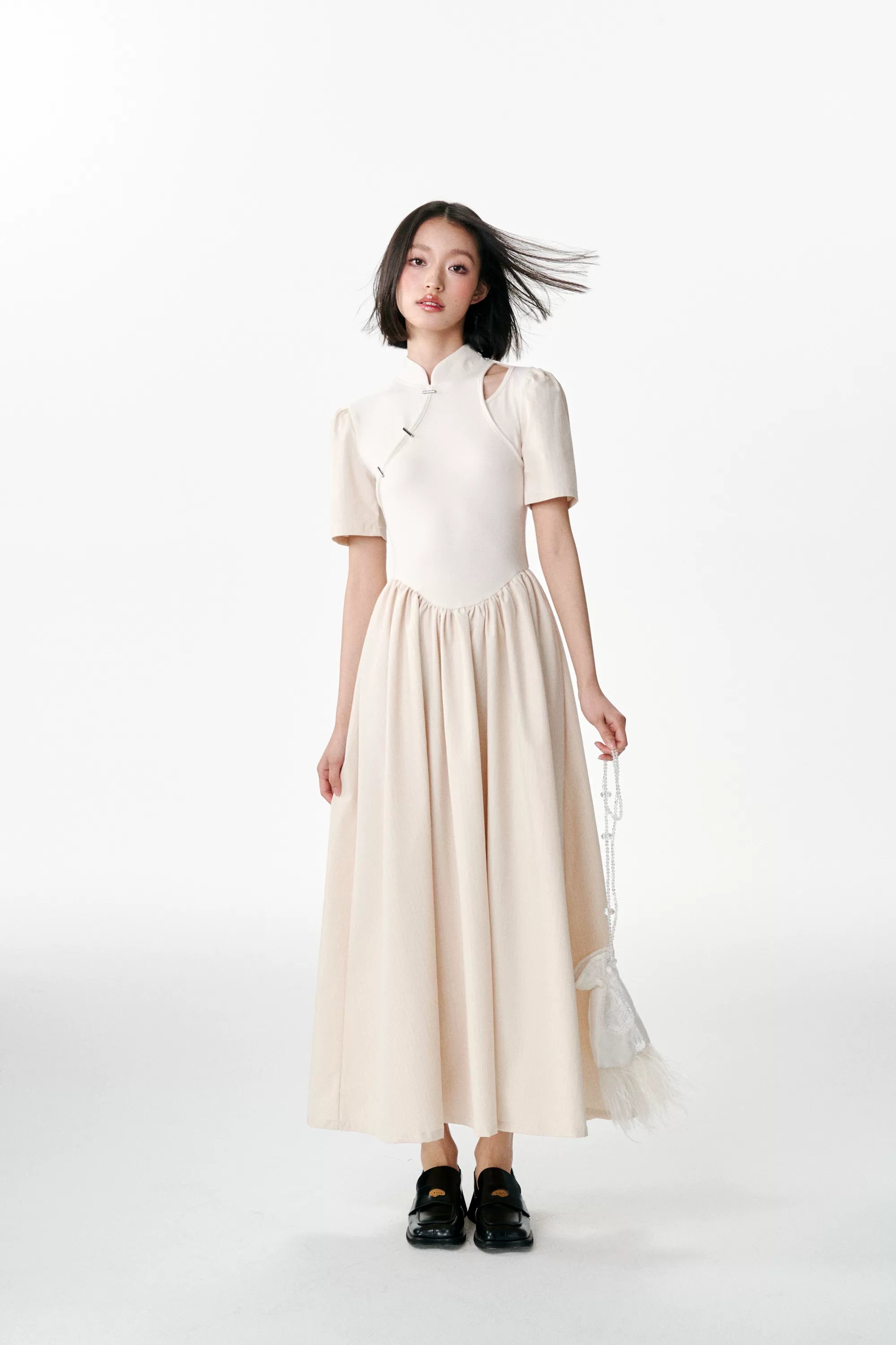 YEDM Metal Buckle Short-sleeved Dress