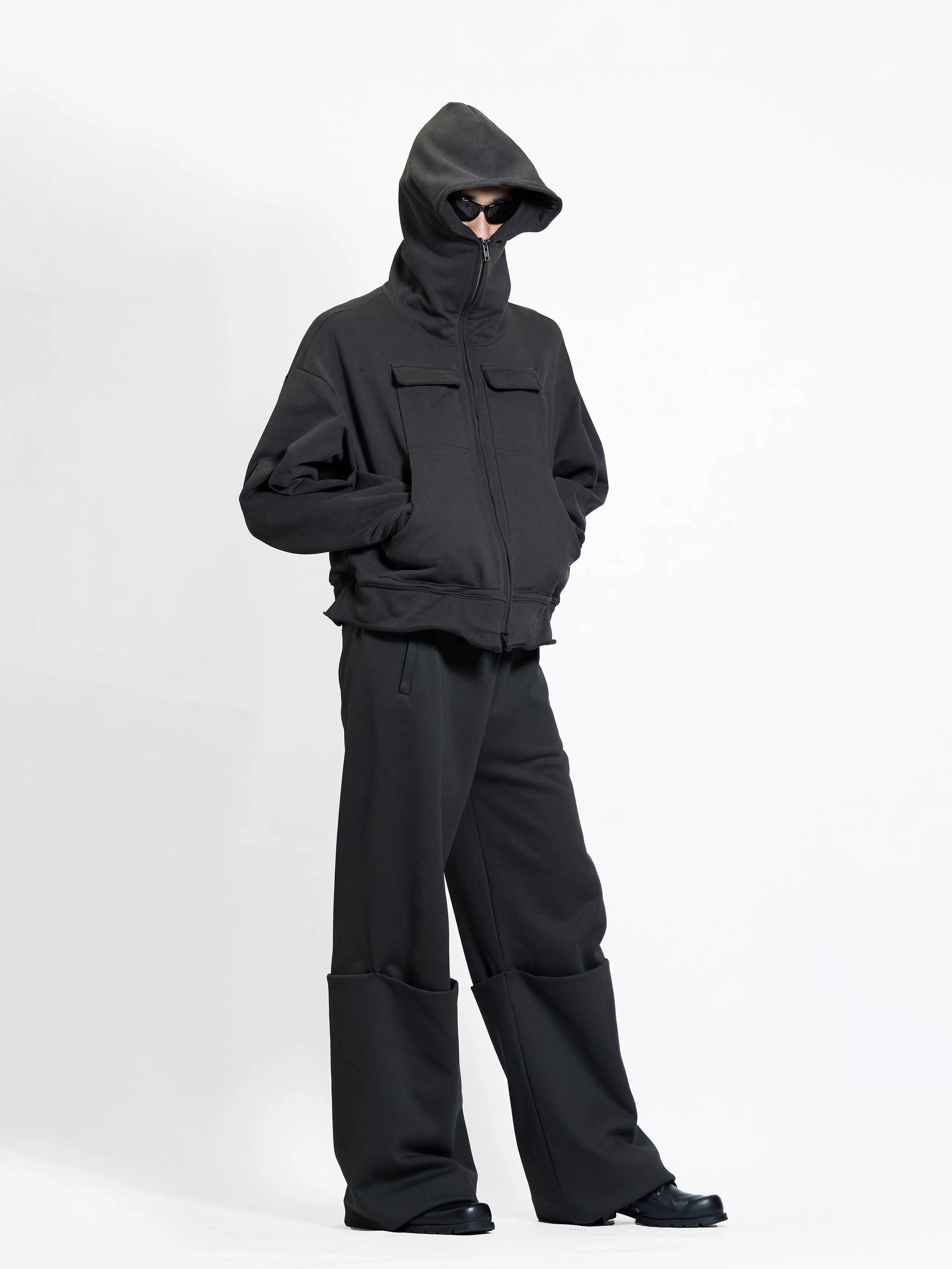 ETHEREAL PRODUCTION Adjustable Cardigan Zip-up Hooded Jacket