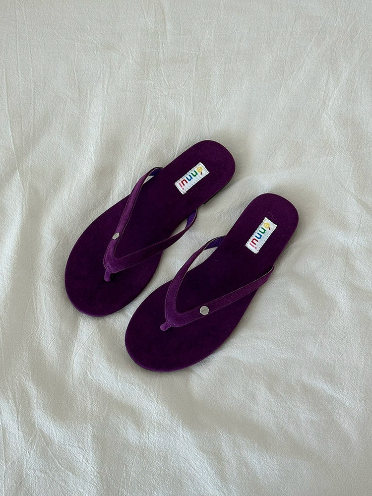 ENNU Flat Bottom Matte Turned Fur Outer Slippers