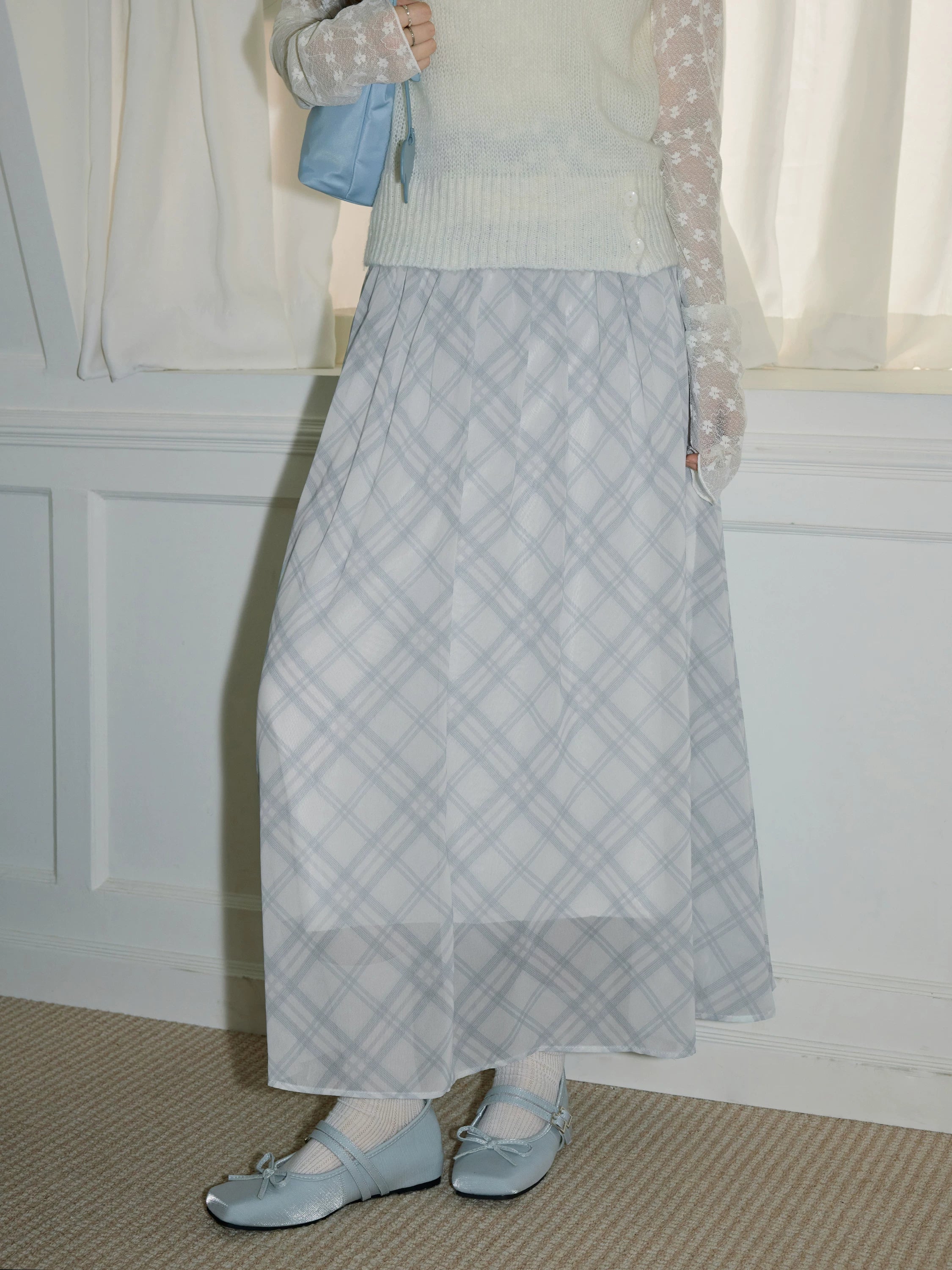 XUJING High-waisted and Thin Plaid Skirt