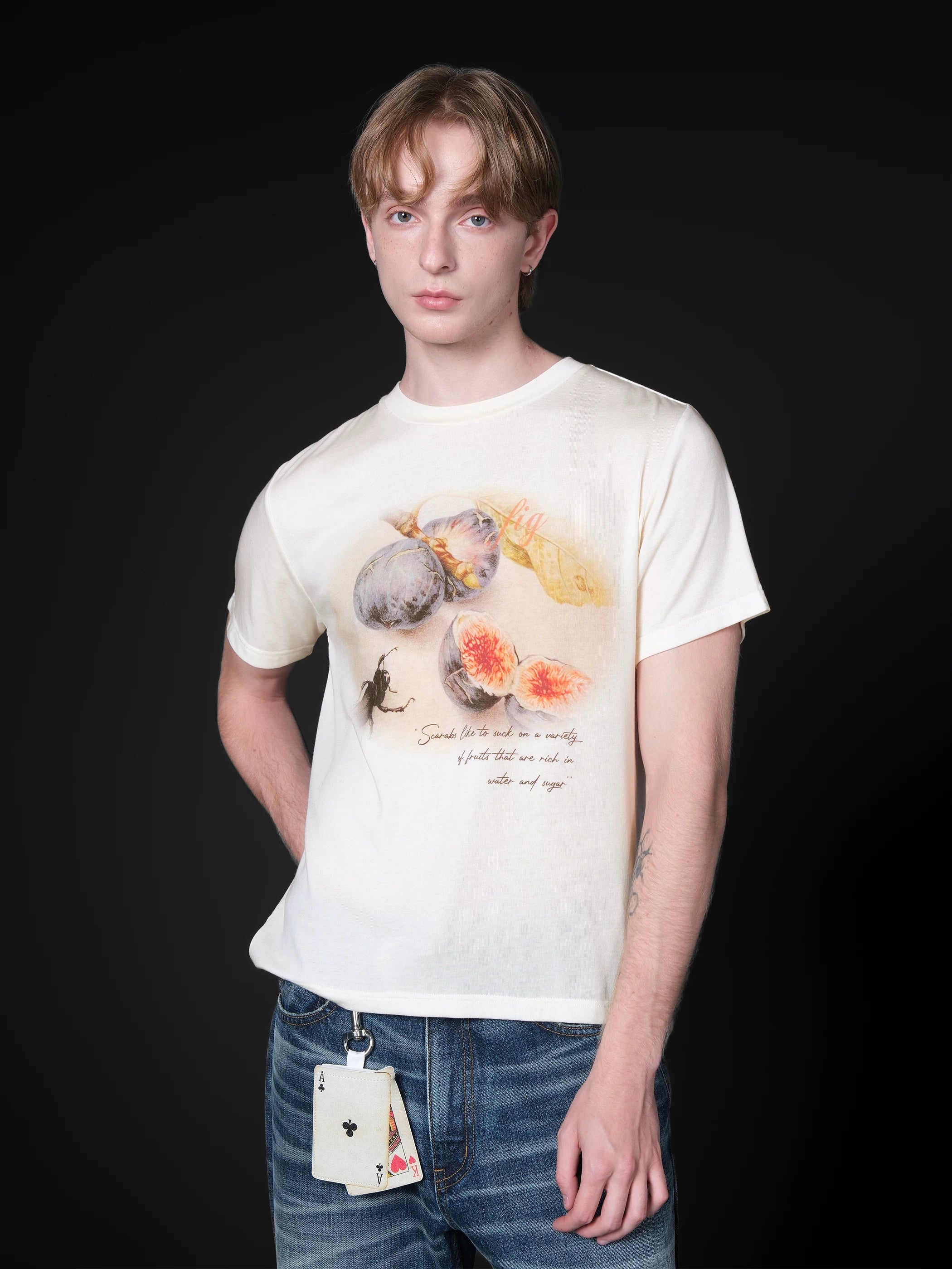 Set for life 25SS "Fig Flower Language" Tencel Wool Blended Short Wide T-shirt