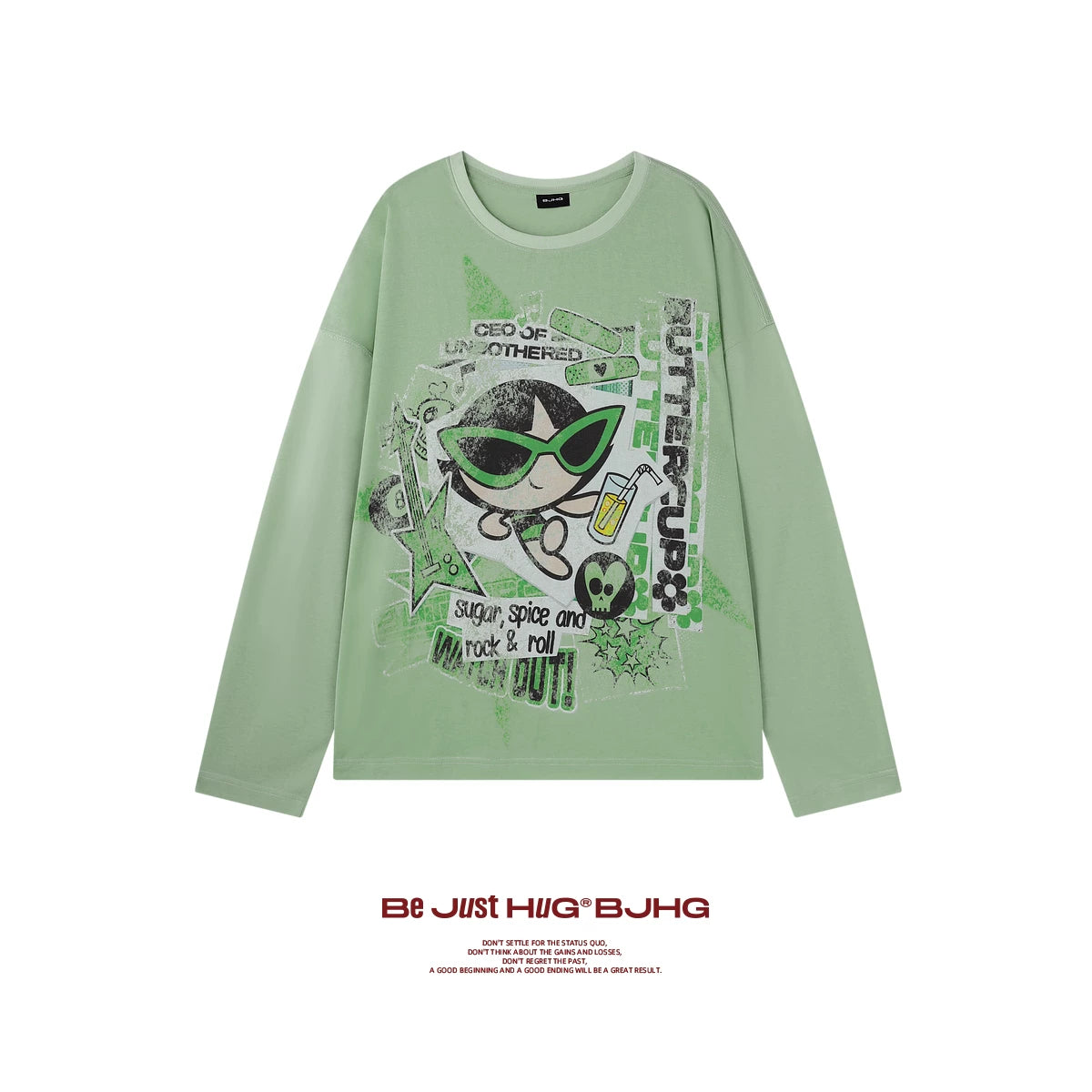 BJHG [Flying Girls Joint Name] Printed Lyocell Long Sleeve T-Shirt