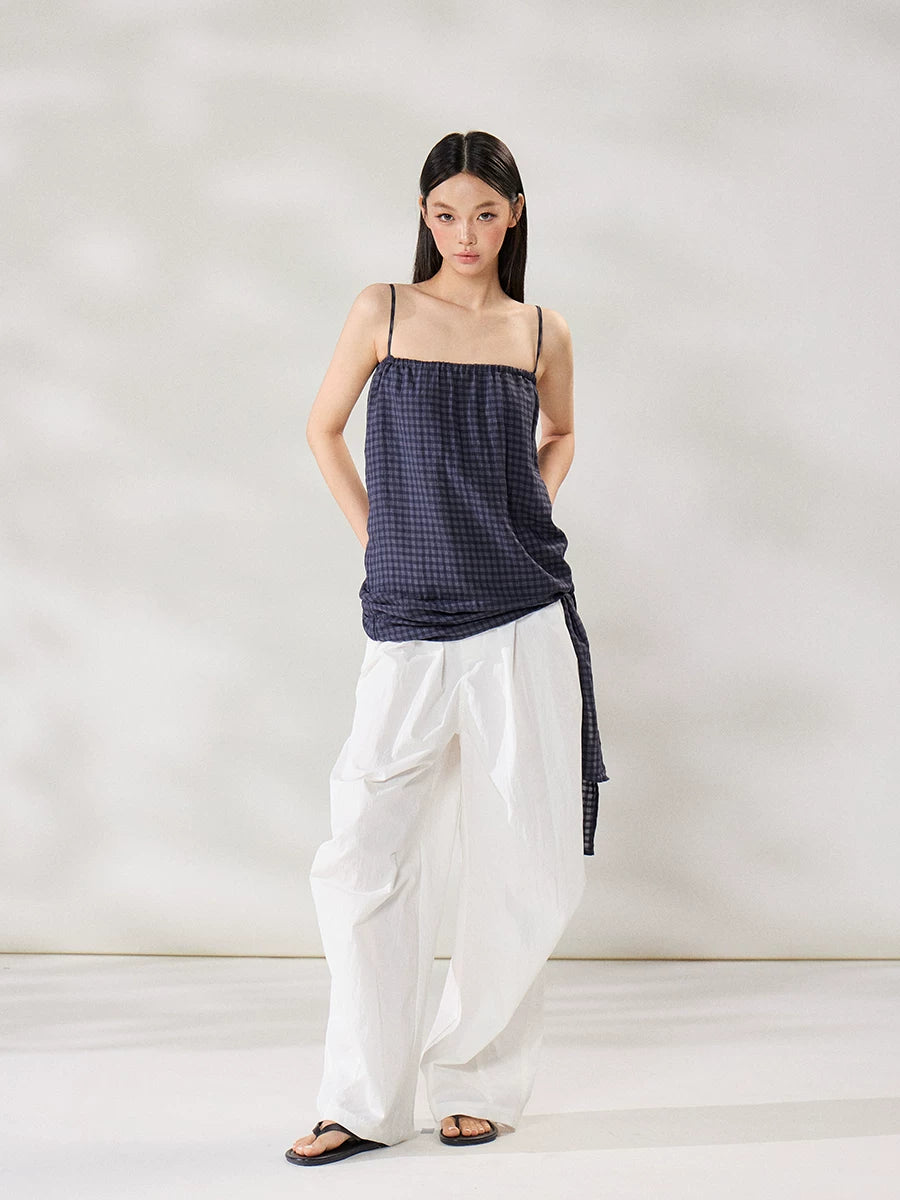 WITHMIN Low-rise Slimming Draped Straight-leg Pants