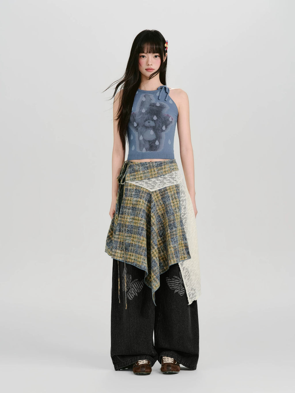 Girlyhalo Vintage Patch Embroidered Straight Jeans